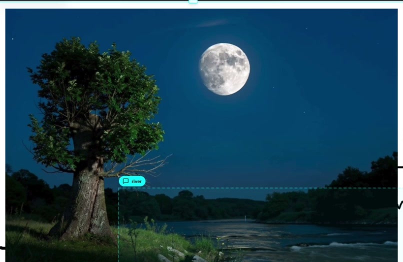Photorealistic Night River Landscape generated from doodle