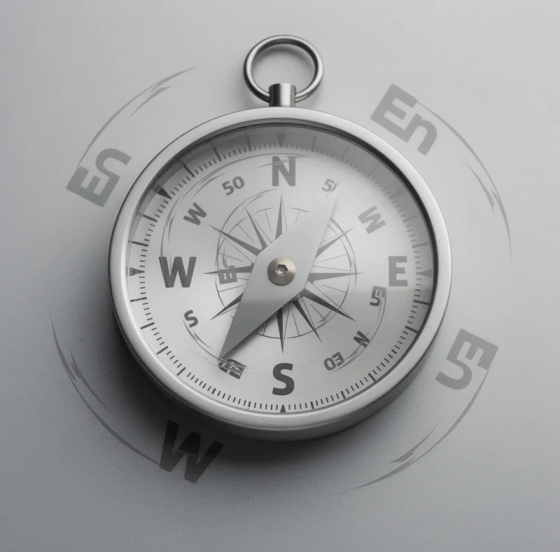 animate the letters N, E, S, W running around in a confused way and getting back to there initial positions