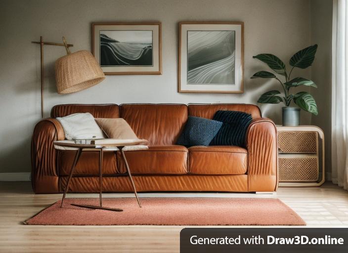 a photo of a living room with a sofa and a coffee table