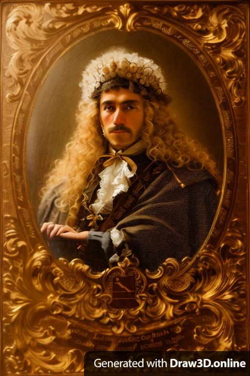 A portrait of a XVII century man, in a detailed imagine