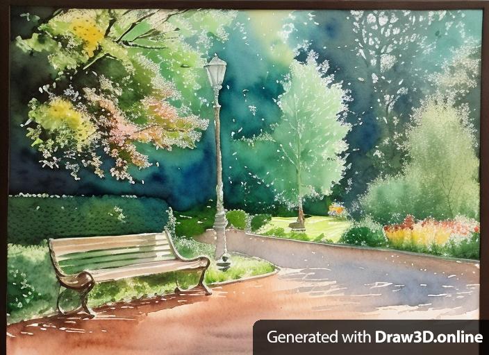 Watercolour painting of a park