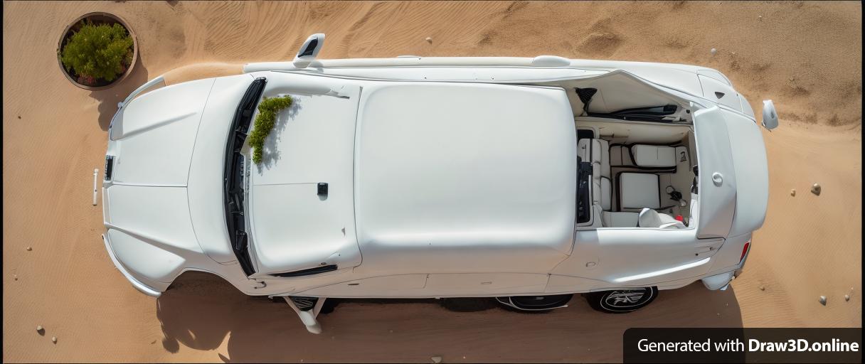 an aerial view of a a white jeep