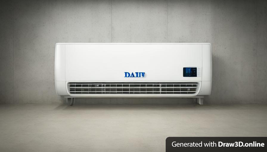 realistic unreal style image of a white air conditioner with the word DATO on it