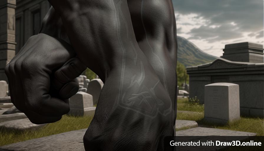 realistic unreal engine style image of a clenched fist.
tombstones in the background
at night
black mans hands
mans di