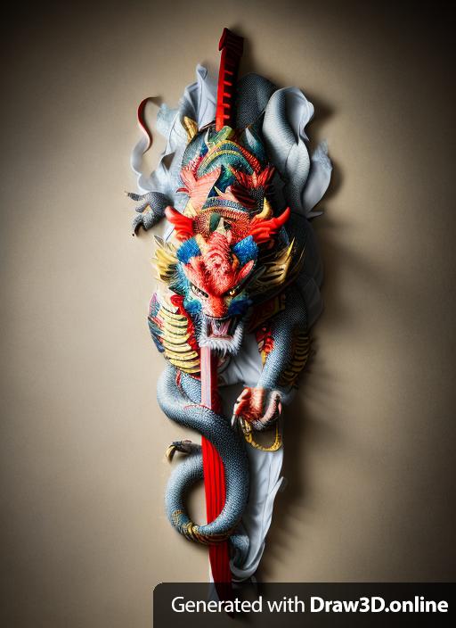 a Japanese dragon wrapping around a katana Japanese sword
