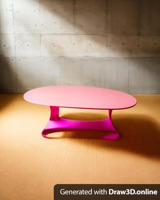 A yellow and pink coffee table with a curvy base