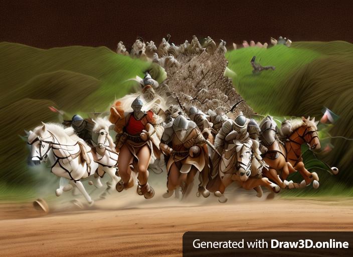 Fantasy art of an army rushing down a hill