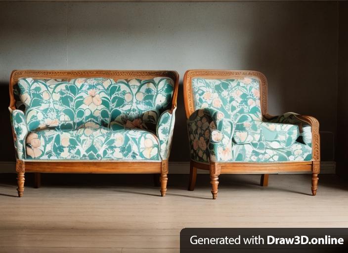 a photo of a chair with a floral pattern on it