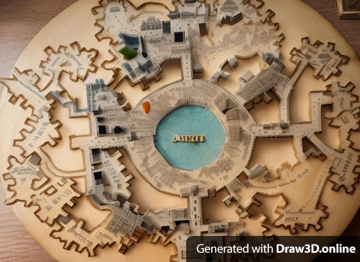 Map of the jail in the center of the moon, cross section in medieval fantasy art