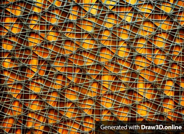 … the lines are made out of shiny copper wire reflective on top of a deteriorated cement wall with chipping and flaking plaster