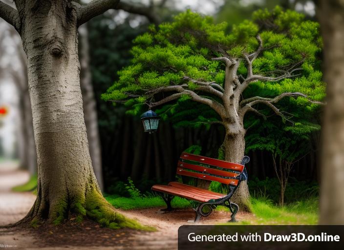 a photo of a bench under a tree