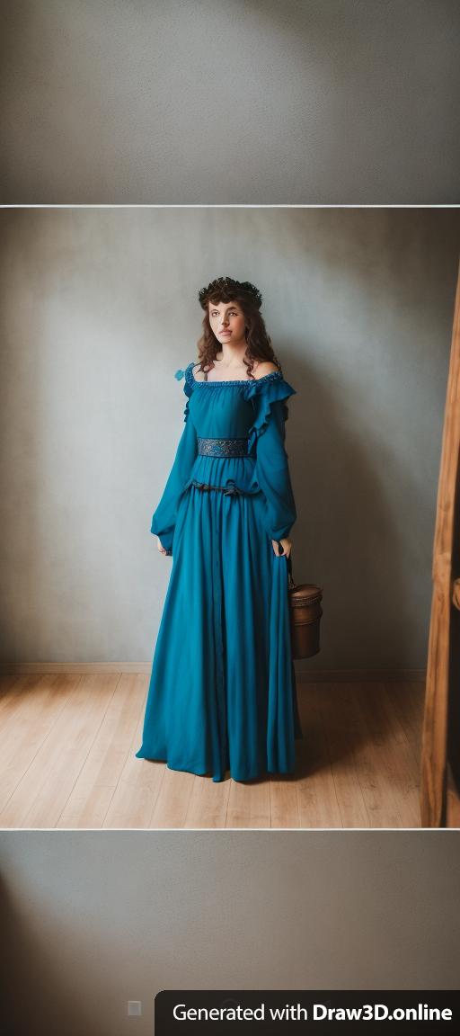 Woman, medieval, blue dress
