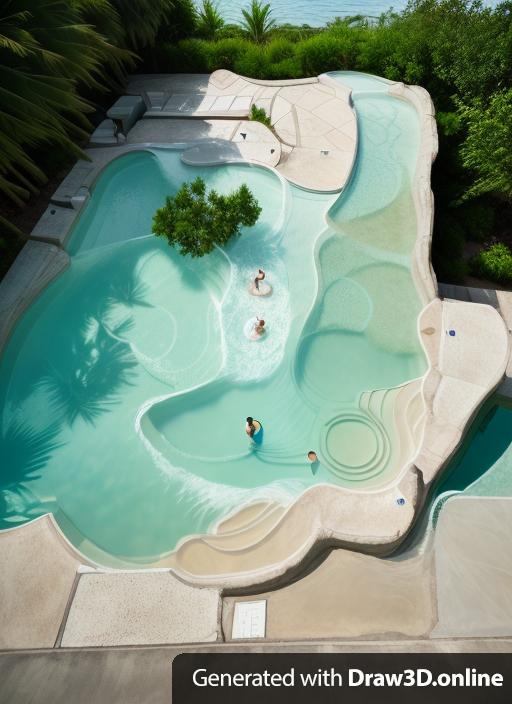 Landscape architecture, outdoor organic swimming pools, sprayed concrete