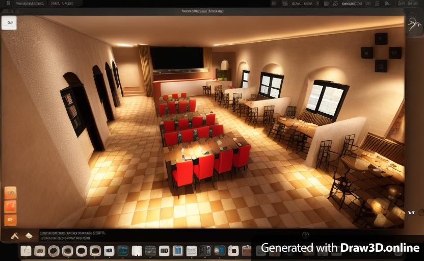 a 3d rendering of a theater bistro