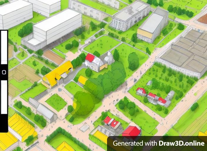 This is a sketch of begbroke science park. The farmstead in yellow is a representation. The idea is to show multiple ways to use the open space. It is Urban design art impression