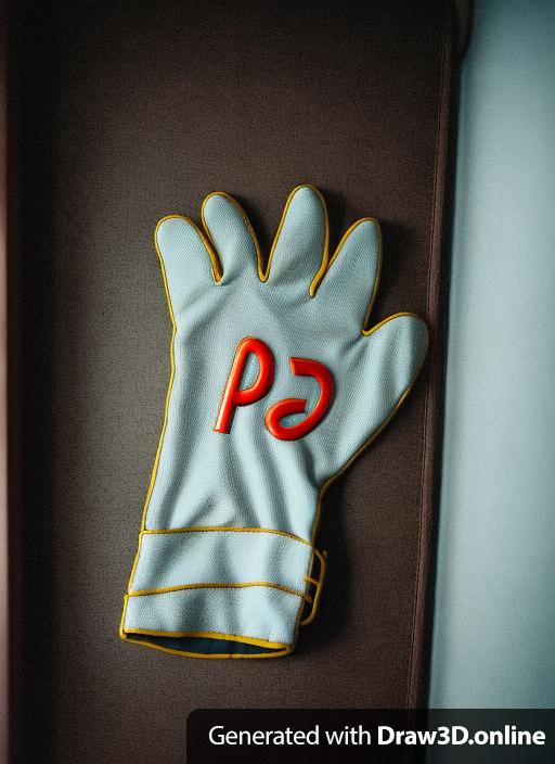 a photo of a goalie glove with the branded letter p and g on it. The g is backwards