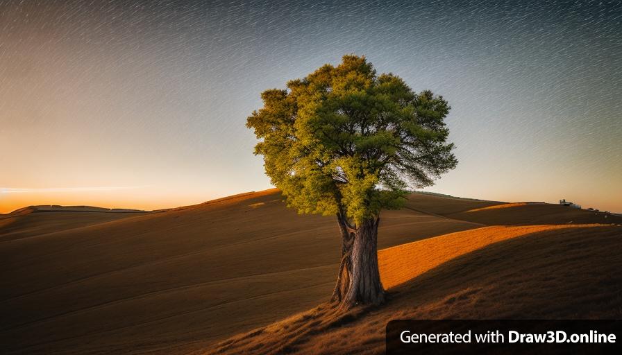 a photo of a lone tree on a hill