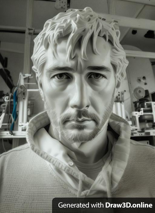 Het portret van een man die op de buildplate staat van een 3D printer