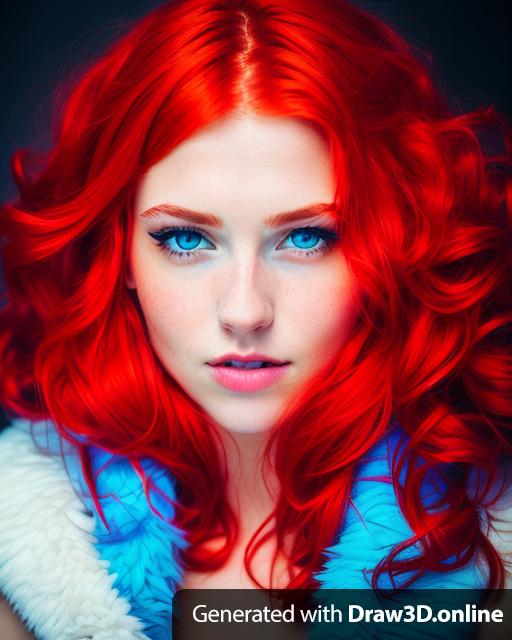 portrait female with red hair and blue eyes