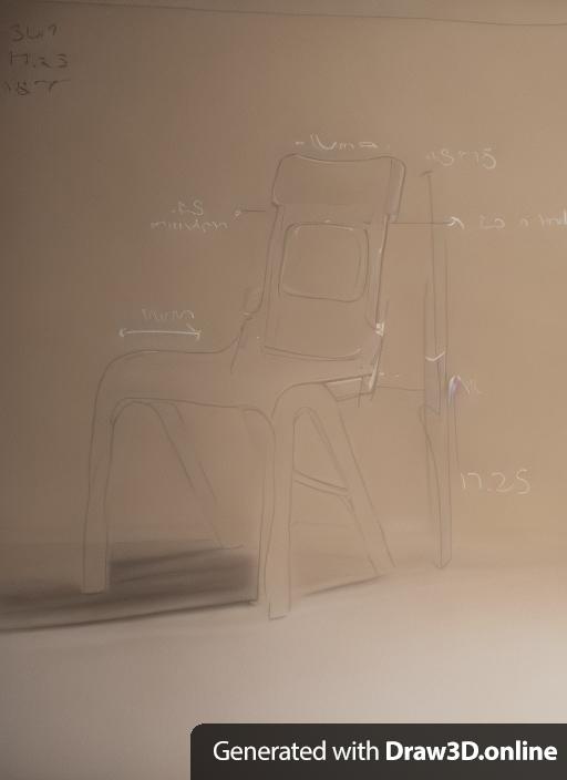 A sketch of a chair, with dimensions written