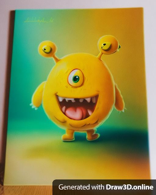 a photo of a yellow monster in cute cartoon style