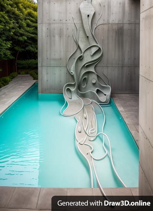 Landscape architecture, outdoor organic swimming pools, sprayed concrete