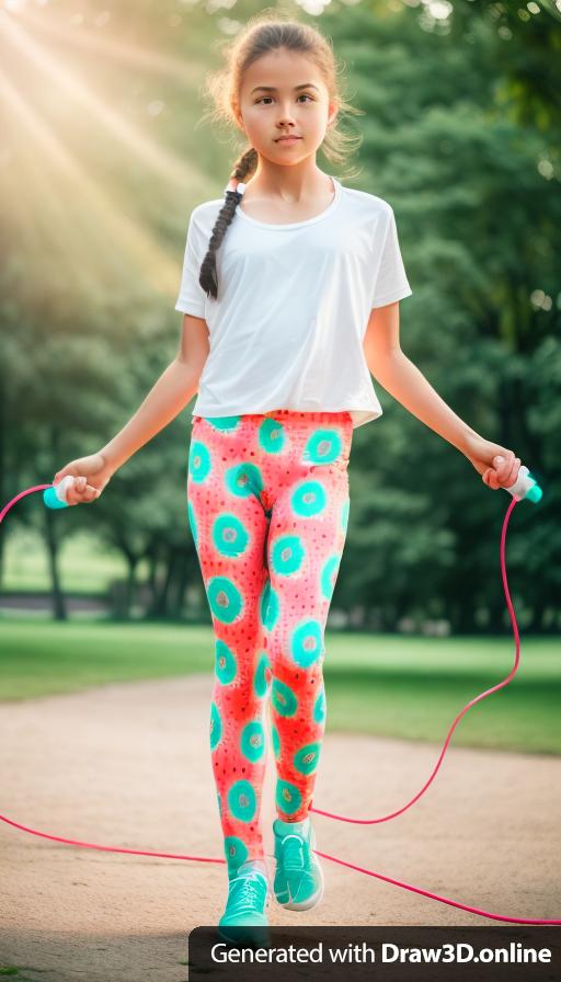 a girl with a skipping rope in the park