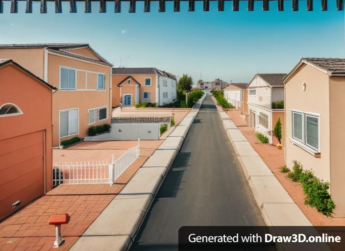 a photo of a street with houses in the background