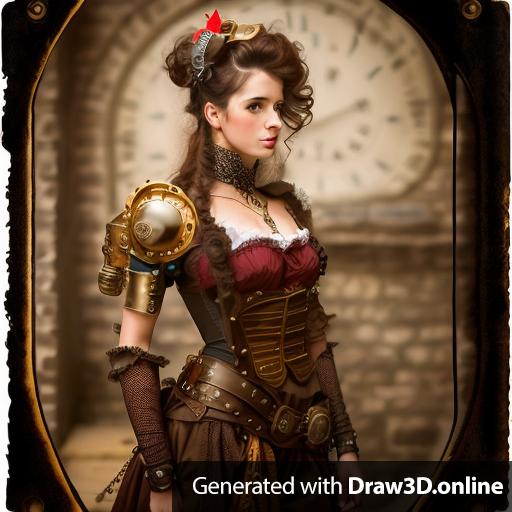 an photo of a woman in a steampunk costume, she is 25, confident