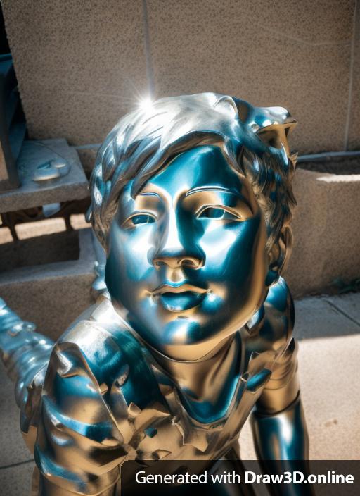 metal statue of the boy pictured