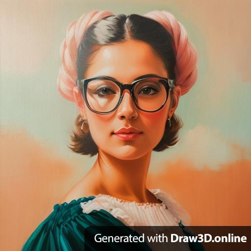 a painting of a woman wearing glasses