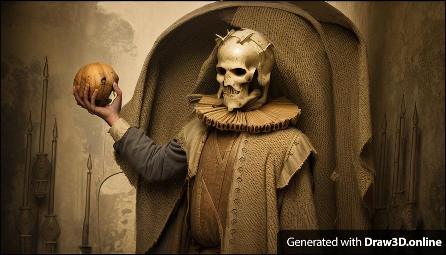 Hamlet holding scull in old castle