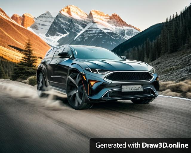 photo of a car with mountain in the background