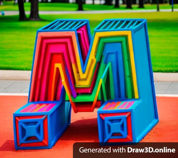 A brightly colored park sculpture that also functions as a seat and features a 3D model. HD 4k