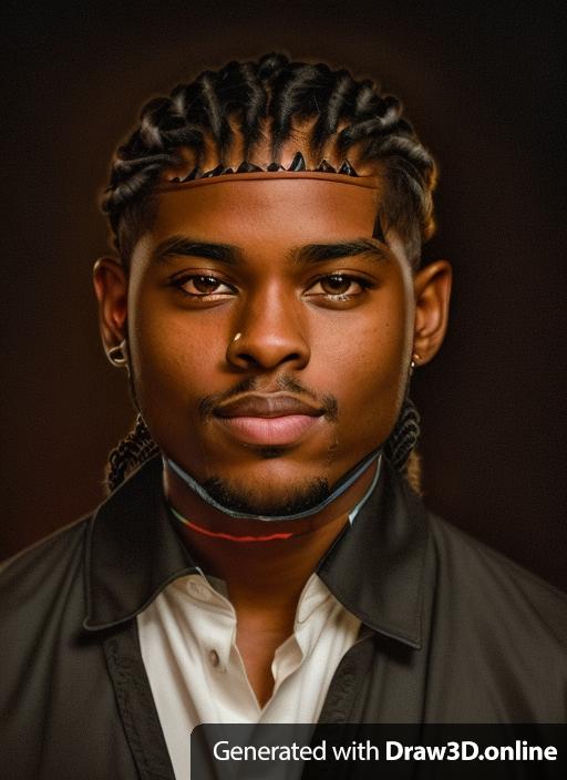 A portrait of a black man with braids