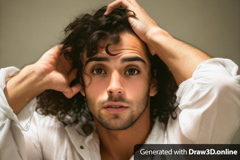 Photograph of Man in shocked disbelief, eyes are wide open, the man is blushing subtly, blackish brunette hair, slightly tan pale skin