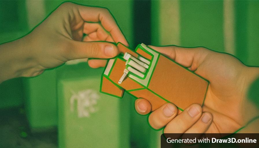 two hands holding a green box of cigarettes
at a cemetery