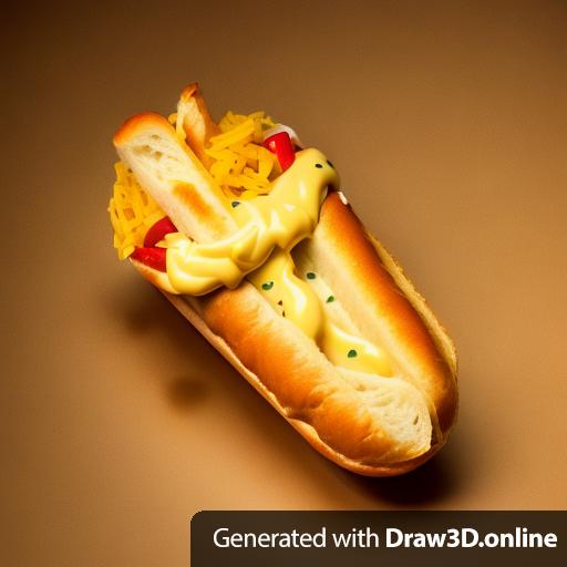 hotdog in a baguette with grated cheese