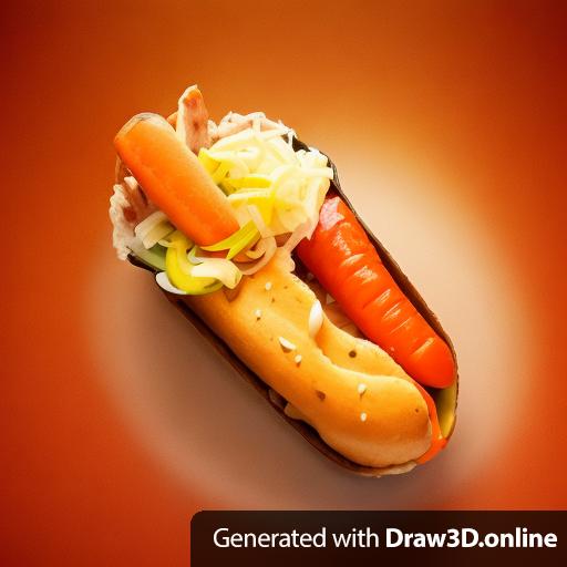 hotdog in a baguette with grated cheese, carrots and pickle