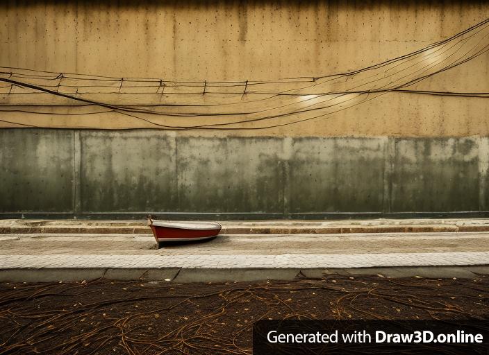 The lines are made out of large, rusty deteriorated, boat rope twine on a background of deteriorated cement with rust stains chips and cracking plaster