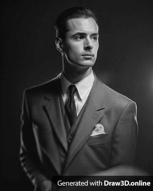 Man wearing suit, noir film still