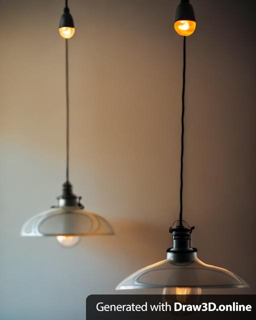 a set of hand drawn lamps hanging from a ceiling over a dining table.