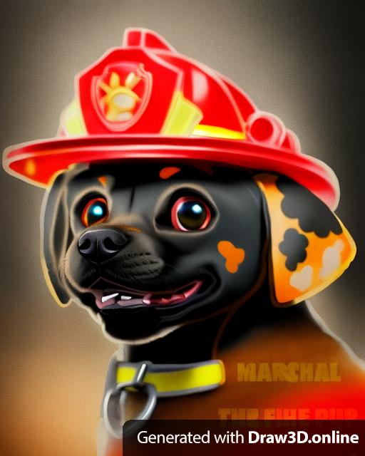 A firefighter pup