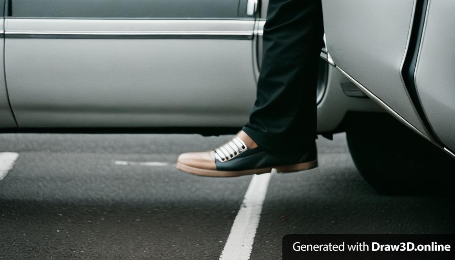 a person stepping out of   a car